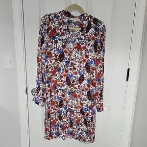 LOFT Multicolor Floral Long Sleeve Dress